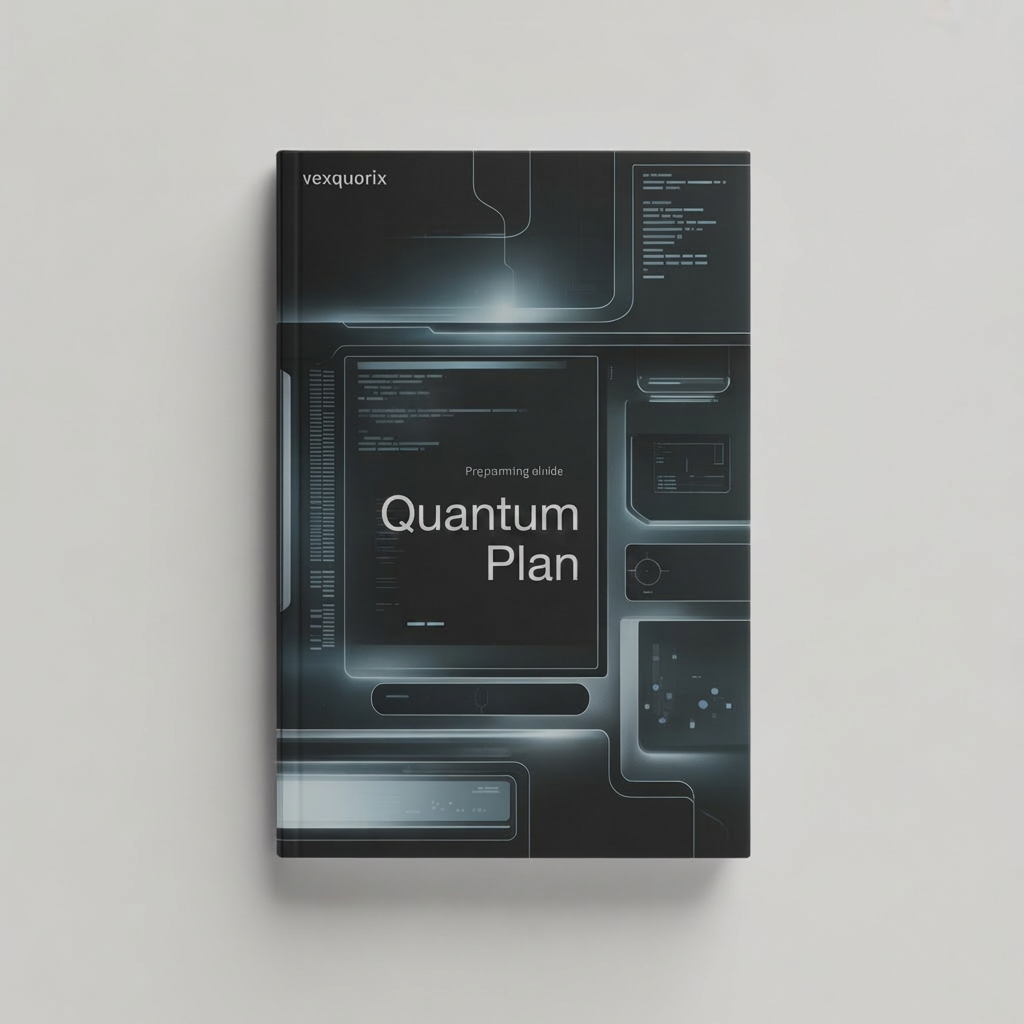 Book titled 'Quantum Plan' by vexquorix on a light gray background