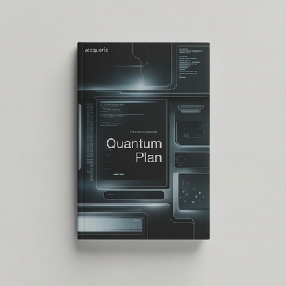 Book titled 'Quantum Plan' by vexquorix on a light gray background