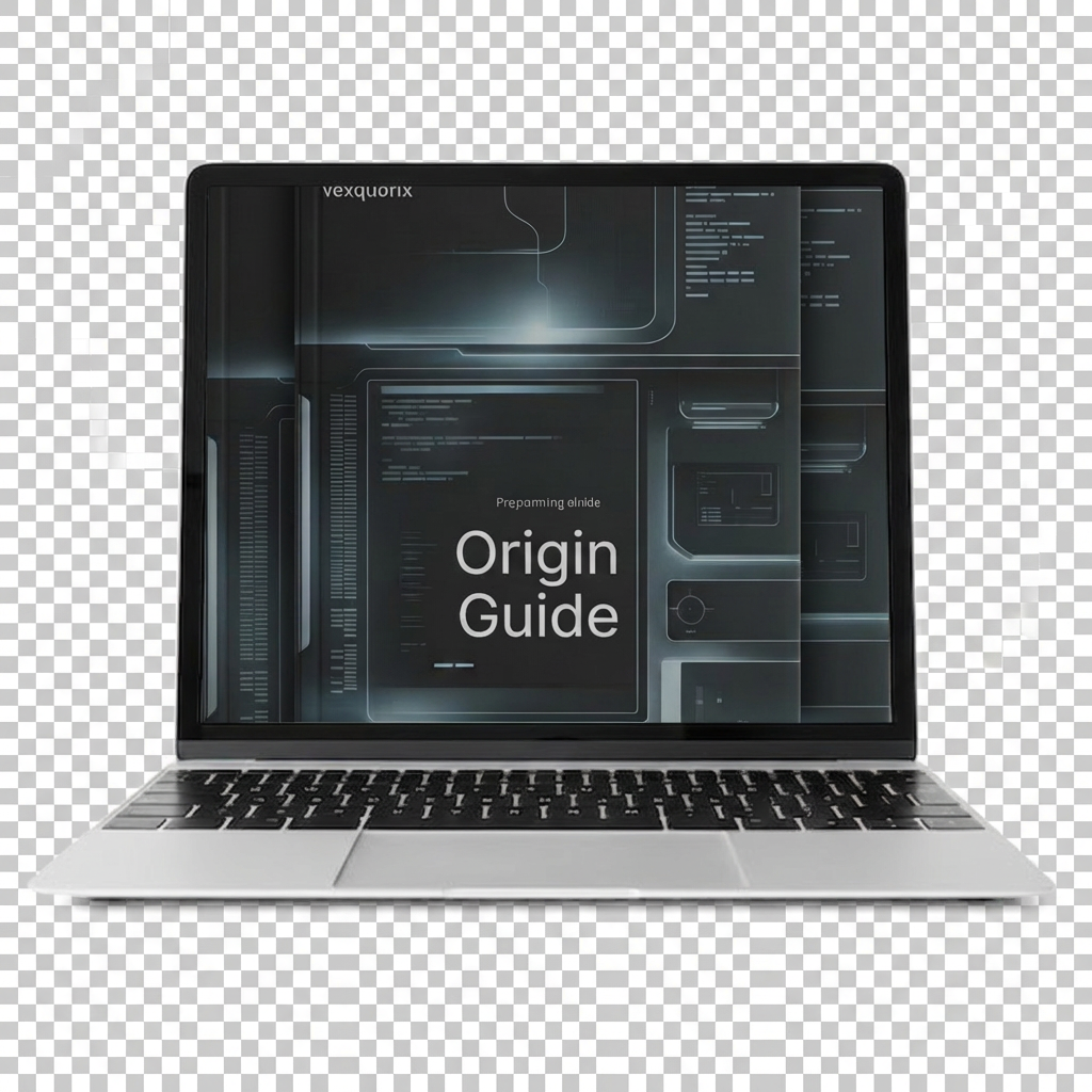 Laptop displaying a programming guide on a transparent background