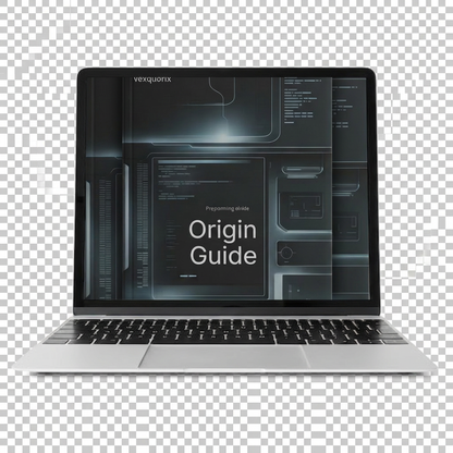 Laptop displaying a programming guide on a transparent background