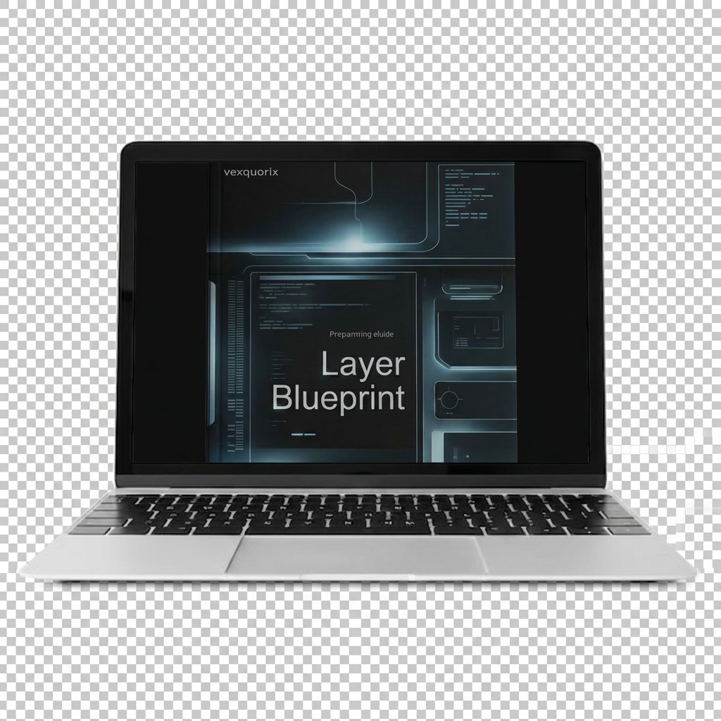 Laptop with 'Layer Blueprint' software on a transparent background