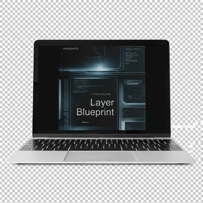 Laptop with 'Layer Blueprint' software on a transparent background